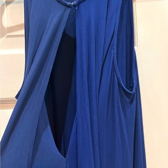 Blue high low large keyhole back flowy dress size small - Picture 4 of 6